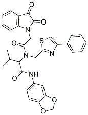 N-(BENZO[D][1,3]DIOXOL-5-YL)-2-(2-(2,3-DIOXOINDOLIN-1-YL)-N-((4-PHENYLTHIAZOL-2-YL)METHYL)ACETAMIDO)-3-METHYLBUTANAMIDE 结构式