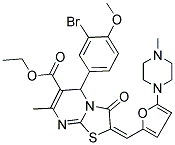 (E)-ETHYL 5-(3-BROMO-4-METHOXYPHENYL)-7-METHYL-2-((5-(4-METHYLPIPERAZIN-1-YL)FURAN-2-YL)METHYLENE)-3-OXO-3,5-DIHYDRO-2H-THIAZOLO[3,2-A]PYRIMIDINE-6-CARBOXYLATE 结构式