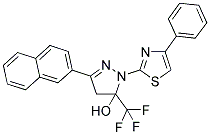3-(2-NAPHTHYL)-1-(4-PHENYL-1,3-THIAZOL-2-YL)-5-(TRIFLUOROMETHYL)-4,5-DIHYDRO-1H-PYRAZOL-5-OL 结构式