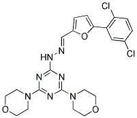 (E)-4,4'-(6-(2-((5-(2,5-DICHLOROPHENYL)FURAN-2-YL)METHYLENE)HYDRAZINYL)-1,3,5-TRIAZINE-2,4-DIYL)DIMORPHOLINE 结构式
