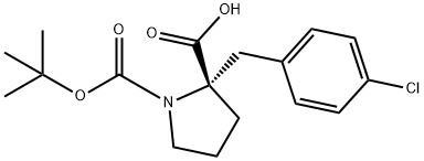 (S)-1-(叔丁氧基羰基)-2-(4-氯苄基)吡咯烷-2-羧酸 结构式
