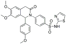 4-(6,7-DIMETHOXY-1-(4-METHOXYPHENYL)-3-OXO-3,4-DIHYDROISOQUINOLIN-2(1H)-YL)-N-(THIAZOL-2-YL)BENZENESULFONAMIDE 结构式