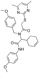 2-(CYCLOHEX-3-ENYL)-2-(2-(4,6-DIMETHYLPYRIMIDIN-2-YLTHIO)-N-(4-METHOXYBENZYL)ACETAMIDO)-N-(4-METHOXYPHENYL)ACETAMIDE 结构式