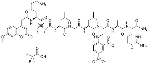 (7-METHOXYCOUMARIN-4-YL)ACETYL-L-LYSYL-L-PROLYL-L-LEUCYLGLYCYL-L-LEUCYL-[N-BETA-(2,4-DINITROPHENYL)-L-2,3-DIAMINOPROPIONYL]-L-ALANYL-L-ARGININE AMIDE TRIFLUOROACETATE 结构式