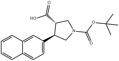(3R,4S)-1-(叔丁氧基羰基)-4-(萘-2-基)吡咯烷-3-羧酸 结构式