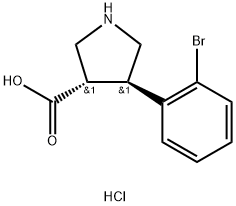 (TRANS)-4-(2-BROMO-PHENYL)-PYRROLIDINE-3-CARBOXYLIC ACID-HCL 结构式