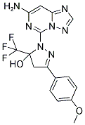 1-(7-AMINO[1,2,4]TRIAZOLO[1,5-C]PYRIMIDIN-5-YL)-3-(4-METHOXYPHENYL)-5-(TRIFLUOROMETHYL)-4,5-DIHYDRO-1H-PYRAZOL-5-OL 结构式