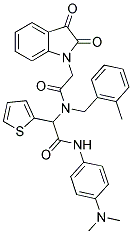 N-(4-(DIMETHYLAMINO)PHENYL)-2-(2-(2,3-DIOXOINDOLIN-1-YL)-N-(2-METHYLBENZYL)ACETAMIDO)-2-(THIOPHEN-2-YL)ACETAMIDE 结构式