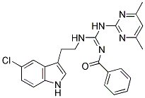 (E)-N-((2-(5-CHLORO-1H-INDOL-3-YL)ETHYLAMINO)(4,6-DIMETHYLPYRIMIDIN-2-YLAMINO)METHYLENE)BENZAMIDE 结构式