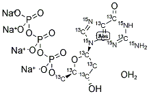 2'-DEOXYGUANOSINE-13C10,15N5 5'-TRIPHOSPHATE SODIUM SALT HYDRATE 结构式