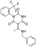 (5E)-5-[1-(BENZYLAMINO)ETHYLIDENE]-1-[2-(TRIFLUOROMETHYL)PHENYL]PYRIMIDINE-2,4,6(1H,3H,5H)-TRIONE 结构式