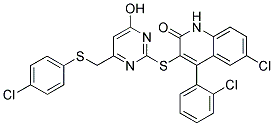 6-CHLORO-4-(2-CHLOROPHENYL)-3-(4-((4-CHLOROPHENYLTHIO)METHYL)-6-HYDROXYPYRIMIDIN-2-YLTHIO)QUINOLIN-2(1H)-ONE 结构式