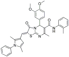 (Z)-5-(3,4-DIMETHOXYPHENYL)-2-((2,5-DIMETHYL-1-PHENYL-1H-PYRROL-3-YL)METHYLENE)-7-METHYL-3-OXO-N-O-TOLYL-3,5-DIHYDRO-2H-THIAZOLO[3,2-A]PYRIMIDINE-6-CARBOXAMIDE 结构式