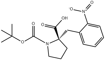 (S)-1-(叔丁氧基羰基)-2-(2-硝基苄基)吡咯烷-2-羧酸 结构式