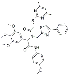 2-(4,6-DIMETHYLPYRIMIDIN-2-YLTHIO)-N-(2-(4-METHOXYPHENYLAMINO)-2-OXO-1-(3,4,5-TRIMETHOXYPHENYL)ETHYL)-N-((4-PHENYLTHIAZOL-2-YL)METHYL)ACETAMIDE 结构式