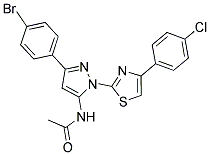 N-{3-(4-BROMOPHENYL)-1-[4-(4-CHLOROPHENYL)-1,3-THIAZOL-2-YL]-1H-PYRAZOL-5-YL}ACETAMIDE 结构式