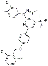 1-(3-CHLORO-4-METHYLPHENYL)-6-(4-(2-CHLORO-6-FLUOROBENZYLOXY)PHENYL)-3-METHYL-4-(TRIFLUOROMETHYL)-1H-PYRAZOLO[3,4-B]PYRIDINE 结构式