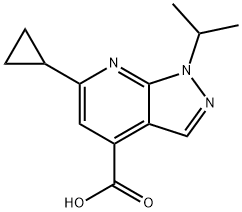 6-环丙基-1-异丙基-1H-吡唑并[3,4-B]吡啶-4-羧酸 结构式