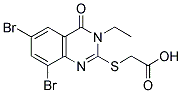 (6,8-Dibromo-3-ethyl-4-oxo-3,4-dihydro-quinazolin-2-ylsulfanyl)-acetic acid 结构式