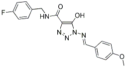 N-(4-FLUOROBENZYL)-5-HYDROXY-1-{[(1E)-(4-METHOXYPHENYL)METHYLENE]AMINO}-1H-1,2,3-TRIAZOLE-4-CARBOXAMIDE 结构式
