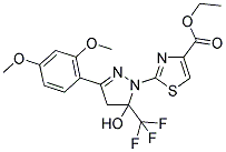 ETHYL 2-[3-(2,4-DIMETHOXYPHENYL)-5-HYDROXY-5-(TRIFLUOROMETHYL)-4,5-DIHYDRO-1H-PYRAZOL-1-YL]-1,3-THIAZOLE-4-CARBOXYLATE 结构式