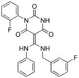5-{(Z)-ANILINO[(3-FLUOROBENZYL)AMINO]METHYLIDENE}-1-(2-FLUOROPHENYL)-2,4,6(1H,3H)-PYRIMIDINETRIONE 结构式