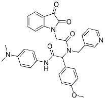 N-(4-(DIMETHYLAMINO)PHENYL)-2-(2-(2,3-DIOXOINDOLIN-1-YL)-N-(PYRIDIN-3-YLMETHYL)ACETAMIDO)-2-(4-METHOXYPHENYL)ACETAMIDE 结构式