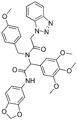 2-(2-(1H-BENZO[D][1,2,3]TRIAZOL-1-YL)-N-(4-METHOXYBENZYL)ACETAMIDO)-N-(BENZO[D][1,3]DIOXOL-5-YL)-2-(3,4,5-TRIMETHOXYPHENYL)ACETAMIDE 结构式