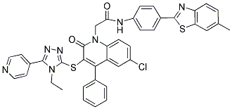 2-(6-Chloro-3-(4-ethyl-5-(pyridin-4-yl)-4H-1,2,4-triazol-3-ylthio)-2-oxo-4-phenylquinolin-1(2H)-yl)-N-(4-(6-methylbenzo[d]thiazol-2-yl)phenyl)acetamide 结构式