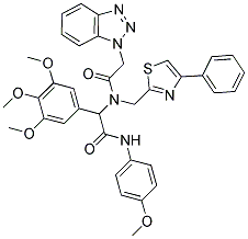 2-(2-(1H-BENZO[D][1,2,3]TRIAZOL-1-YL)-N-((4-PHENYLTHIAZOL-2-YL)METHYL)ACETAMIDO)-N-(4-METHOXYPHENYL)-2-(3,4,5-TRIMETHOXYPHENYL)ACETAMIDE 结构式