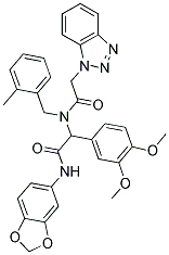 2-(2-(1H-BENZO[D][1,2,3]TRIAZOL-1-YL)-N-(2-METHYLBENZYL)ACETAMIDO)-N-(BENZO[D][1,3]DIOXOL-5-YL)-2-(3,4-DIMETHOXYPHENYL)ACETAMIDE 结构式