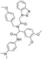 2-(2-(1H-BENZO[D][1,2,3]TRIAZOL-1-YL)-N-(4-METHOXYBENZYL)ACETAMIDO)-2-(3,4-DIMETHOXYPHENYL)-N-(4-(DIMETHYLAMINO)PHENYL)ACETAMIDE 结构式