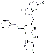 N-[2-(5-CHLORO-1H-INDOL-3-YL)ETHYL]-N'-(4,6-DIMETHYL-2-PYRIMIDINYL)-N'-(3-PHENYLPROPANOYL)GUANIDINE 结构式