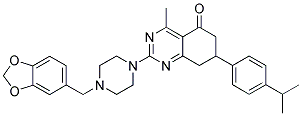 2-(4-(BENZO[D][1,3]DIOXOL-5-YLMETHYL)PIPERAZIN-1-YL)-7-(4-ISOPROPYLPHENYL)-4-METHYL-7,8-DIHYDROQUINAZOLIN-5(6H)-ONE 结构式