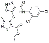 ETHYL 5-[(4-{[(2,4-DICHLOROPHENYL)AMINO]CARBONYL}-1,2,3-THIADIAZOL-5-YL)THIO]-1-METHYL-1H-1,2,3-TRIAZOLE-4-CARBOXYLATE 结构式