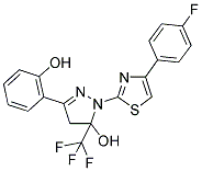 1-[4-(4-FLUOROPHENYL)-1,3-THIAZOL-2-YL]-3-(2-HYDROXYPHENYL)-5-(TRIFLUOROMETHYL)-4,5-DIHYDRO-1H-PYRAZOL-5-OL 结构式