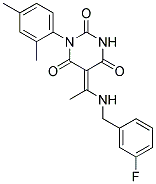 (5E)-1-(2,4-DIMETHYLPHENYL)-5-{1-[(3-FLUOROBENZYL)AMINO]ETHYLIDENE}PYRIMIDINE-2,4,6(1H,3H,5H)-TRIONE 结构式