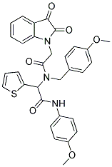 2-(2,3-DIOXOINDOLIN-1-YL)-N-(4-METHOXYBENZYL)-N-(2-(4-METHOXYPHENYLAMINO)-2-OXO-1-(THIOPHEN-2-YL)ETHYL)ACETAMIDE 结构式