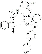 1-(2-((1R,3S)-2,2-DIMETHYL-3-(2-METHYL-1H-INDOL-3-YL)CYCLOPROPYL)-N-(2-FLUOROBENZYL)ACETAMIDO)-N-(4-MORPHOLINOPHENYL)CYCLOHEXANECARBOXAMIDE 结构式