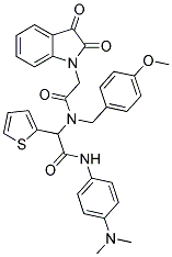 N-(4-(DIMETHYLAMINO)PHENYL)-2-(2-(2,3-DIOXOINDOLIN-1-YL)-N-(4-METHOXYBENZYL)ACETAMIDO)-2-(THIOPHEN-2-YL)ACETAMIDE 结构式