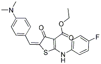 ETHYL (5E)-5-[4-(DIMETHYLAMINO)BENZYLIDENE]-2-[(4-FLUOROPHENYL)AMINO]-4-OXO-4,5-DIHYDROTHIOPHENE-3-CARBOXYLATE 结构式