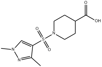 1-[(1,3-二甲基-1H-吡唑-4-基)磺酰基]哌啶-4-羧酸 结构式
