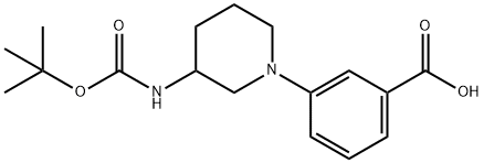 1-(3-CARBOXY-PHENYL)-PIPERIDIN-3-CARBAMIC ACID TERT-BUTYL ESTER 结构式