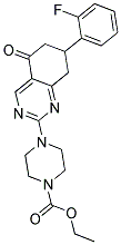 ETHYL 4-[7-(2-FLUOROPHENYL)-5-OXO-5,6,7,8-TETRAHYDRO-2-QUINAZOLINYL]-1-PIPERAZINECARBOXYLATE 结构式