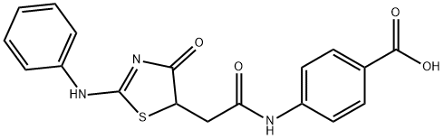 4-{2-[4-氧代-2-(苯基胺)-4,5-二氢-1,3-噻唑-5-基]乙酰氨基}苯甲酸 结构式