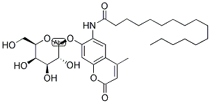 6-HEXADECANOYLAMIDO-4-METHYLUMBELLIFERYL BETA-D-GALACTOPYRANOSIDE 结构式