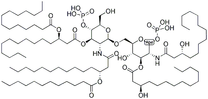 2-DEOXY-6-O-[2-DEOXY-2-[(R)-3-(DODECANOYLOXY)TETRADECANOYLAMINO]-3-O-[(R)-3-(TETRADECANOYLOXY)TETRADECANOYL]-BETA-D-GLUCOPYRANOSYL]-3-O-[(R)-3-HYDROXYTETRADECANOYL]-2-[(R)-3-HYDROXYTETRADECANOYLAMINO]-ALPHA-D-GLUCOPYRANOSE 1,4'-DIPHOSPHATE 结构式