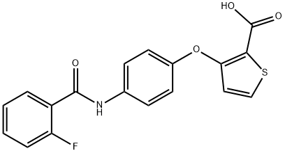 3-(4-[(2-FLUOROBENZOYL)AMINO]PHENOXY)-2-THIOPHENECARBOXYLIC ACID 结构式