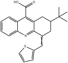 2-(叔丁基)-4-(噻吩-2-基亚甲基)-1,2,3,4-四氢吖啶-9-羧酸 结构式