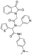 N-(4-(DIMETHYLAMINO)PHENYL)-2-(2-(2,3-DIOXOINDOLIN-1-YL)-N-(PYRIDIN-3-YLMETHYL)ACETAMIDO)-2-(THIOPHEN-2-YL)ACETAMIDE 结构式